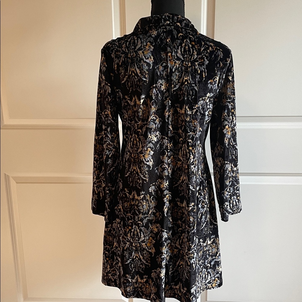 Reborn Black and Gold Patterned Long Sleeve Tunic Dress Size Small - Picture 4 of 8